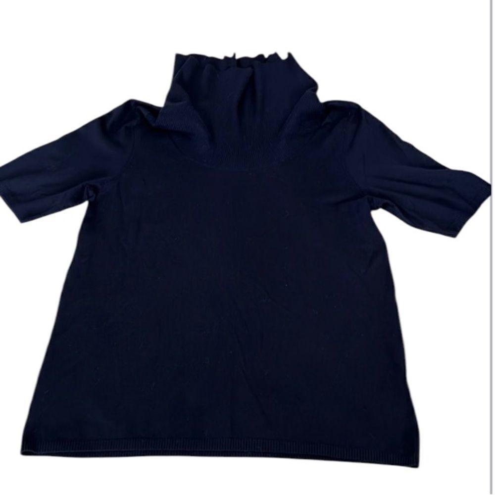 Chaus size large black short sleeve cowl neck tunic sweater EUC